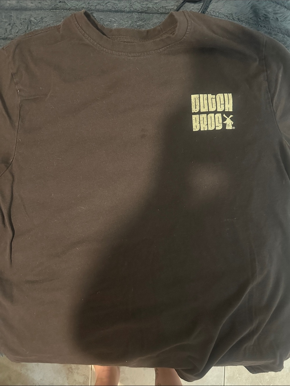 Dutch Bros Brown Tee with Small Yellow Logo - Men’s Short Sleeve